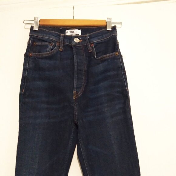 Re / Done Originals Sz 26 'Ultra High Rise Ankle Crop' Dark Wash - Picture 2 of 11